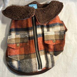 Fab Dog Brand Dog Coat  Warm Winter Wear Plaid and Faux Fur XS
